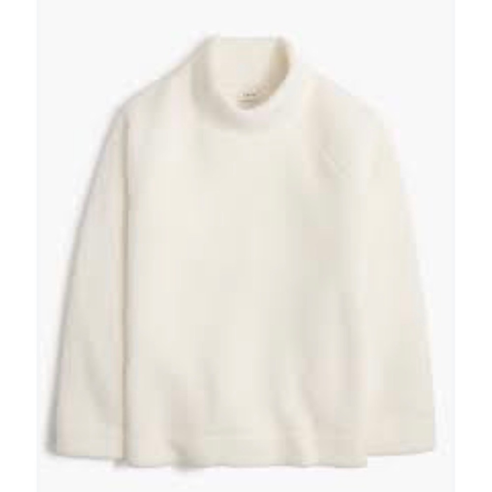 J.Crew Womens Funnel Neck Teddy Fleece Pullover Sweatshirt Cream Ivory Medium